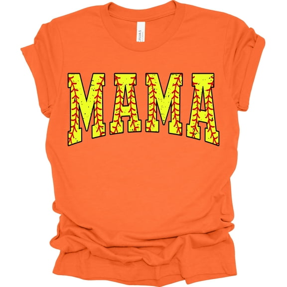 Trenz Shirt Company Softball Mama Womens Short Sleeve T-shirt-Orange-Medium