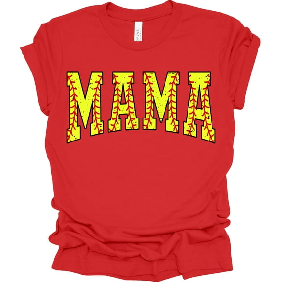 Trenz Shirt Company Softball Mama Womens Short Sleeve T-shirt-Red-Medium