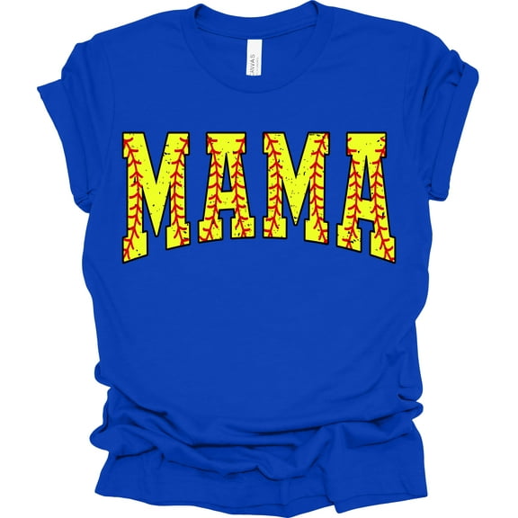 Trenz Shirt Company Softball Mama Womens Short Sleeve T-shirt-Royal-Small