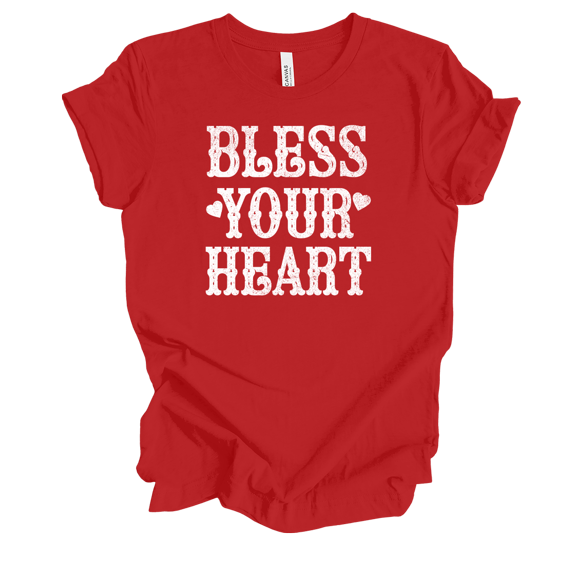 Trenz Shirt Company Southern Bless Your Heart Womens Short-Sleeve T-Shirt-Red-medium