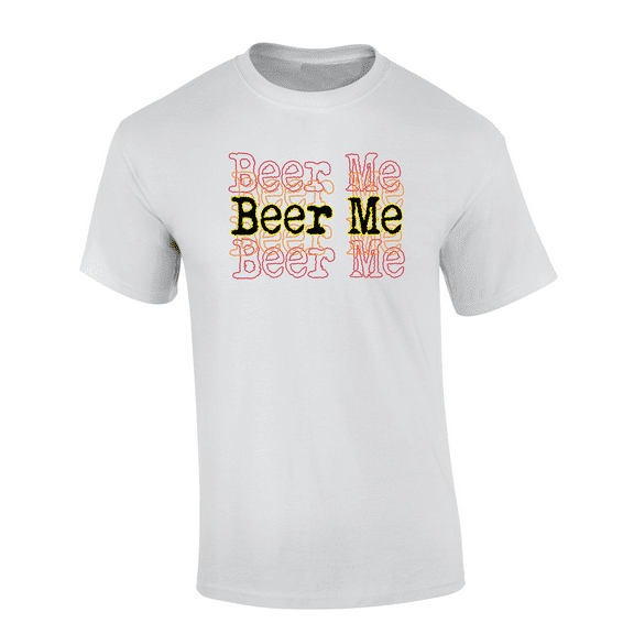 Trenz Shirt Company Stacked Wording Beer Me Mens Short-Sleeve T-Shirt-White-6xl