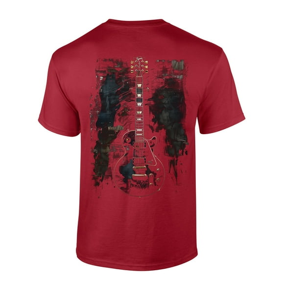 Trenz Shirt Company Standing Electric Guitar Short Sleeve T-shirt-Cardinal Red-small