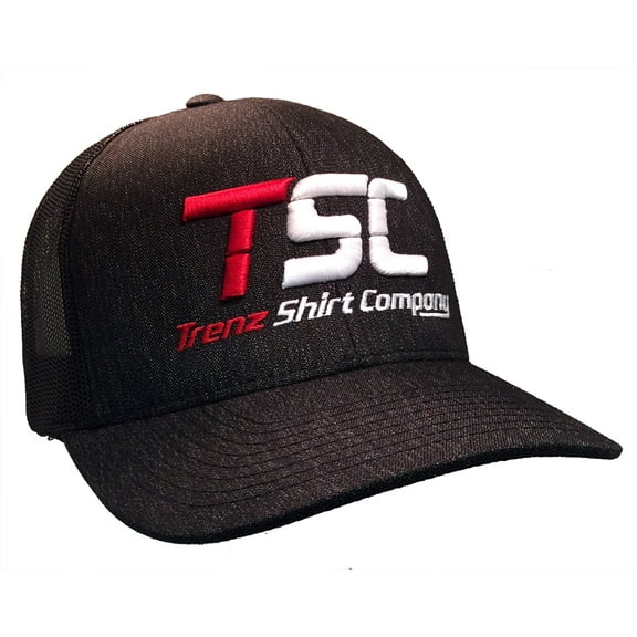 Trenz Shirt Company TSC Raised Embroidered Mesh Trucker Hat-Black Heather with Black Mesh