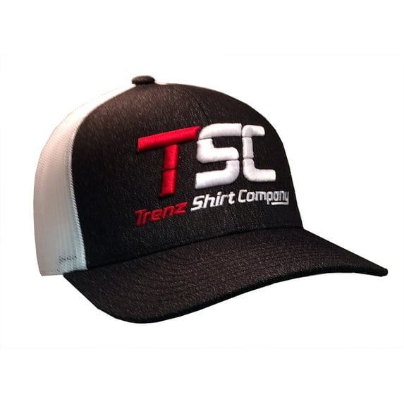 Trenz Shirt Company TSC Raised Embroidered Mesh Trucker Hat-Black Heather with White Mesh