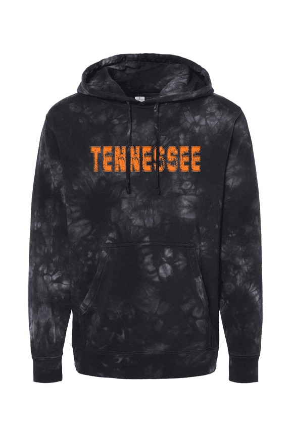 Team Color Orange Distressed Tennessee Football State Name Rocky Top Mens Tie-Dye Hoodie-Black-xl