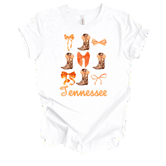 Trenz Shirt Company Tennessee Coquette Boots & Bows Womens Short Sleeve T-shirt-White-4X-Large