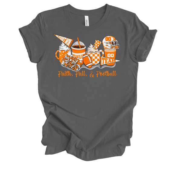 Trenz Shirt Company Tennessee Faith, Fall, and Football Womens Short Sleeve T-shirt-Asphalt-Large