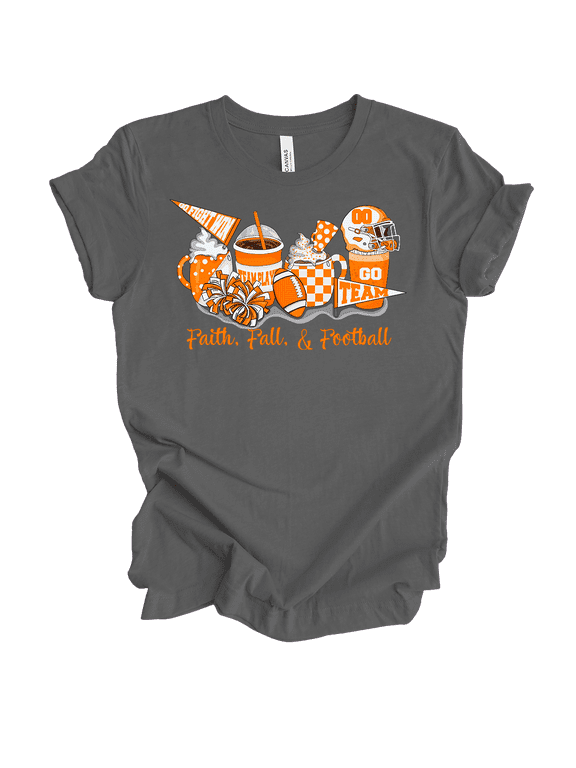 Tennessee Faith, Fall, and Football Womens Short Sleeve T-shirt-Asphalt-Large