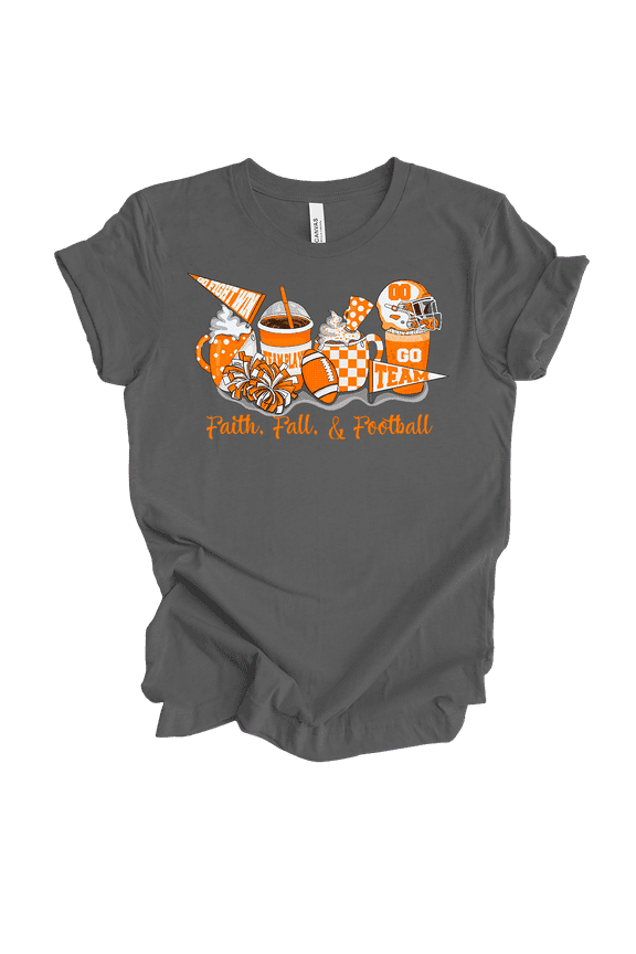 Tennessee Faith, Fall, and Football Womens Short Sleeve T-shirt-Asphalt-Large