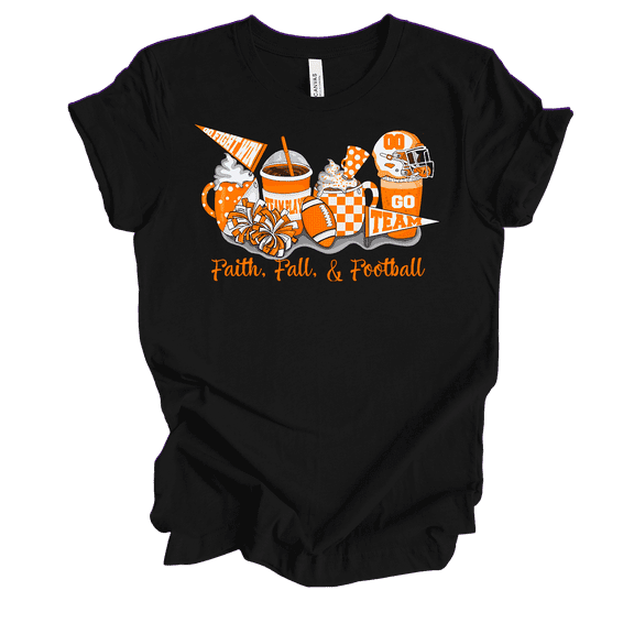 Trenz Shirt Company Tennessee Faith, Fall, and Football Womens Short Sleeve T-shirt-Black-Medium