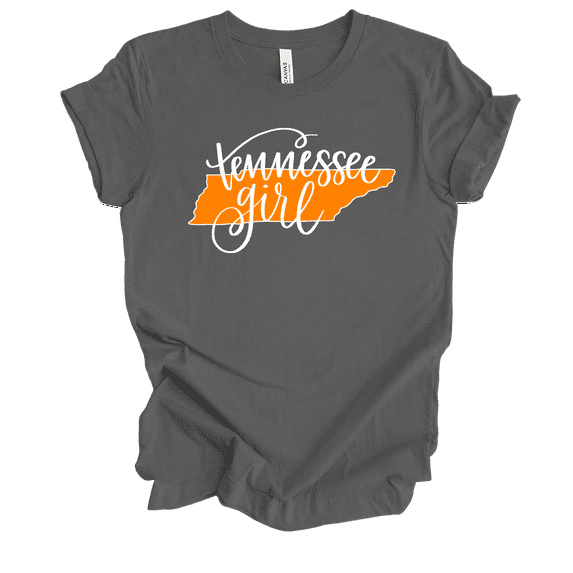 Trenz Shirt Company Tennessee Girl State Team Color Womens Short Sleeve T-shirt-Asphalt-Large