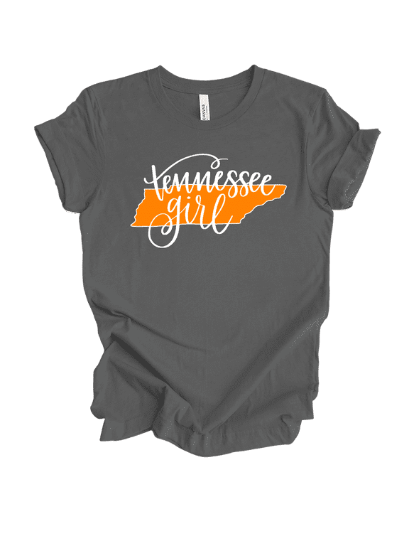 Tennessee Girl State Team Color Womens Short Sleeve T-shirt-Asphalt-Medium