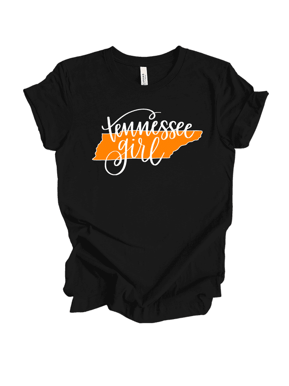 Tennessee Girl State Team Color Womens Short Sleeve T-shirt-Black-Medium