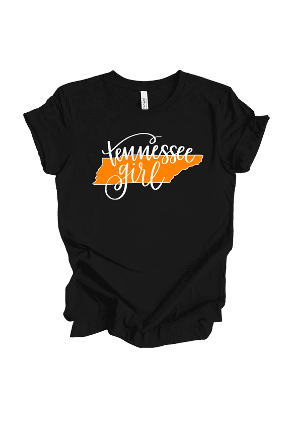 Tennessee Girl State Team Color Womens Short Sleeve T-shirt-Black-Medium