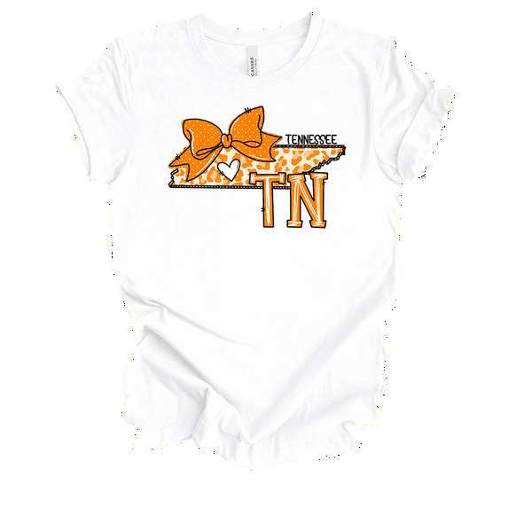Trenz Shirt Company Tennessee Leopard Print Bow Womens Short Sleeve T-shirt-White-3X-Large