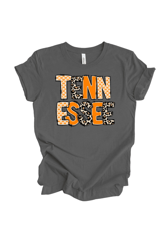 Tennessee Rugged Patch Letters Womens Short Sleeve T-shirt-Asphalt-Small