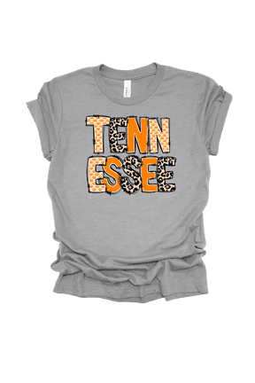 Tennessee Rugged Patch Letters Womens Short Sleeve T-shirt-Athletic Grey-Small