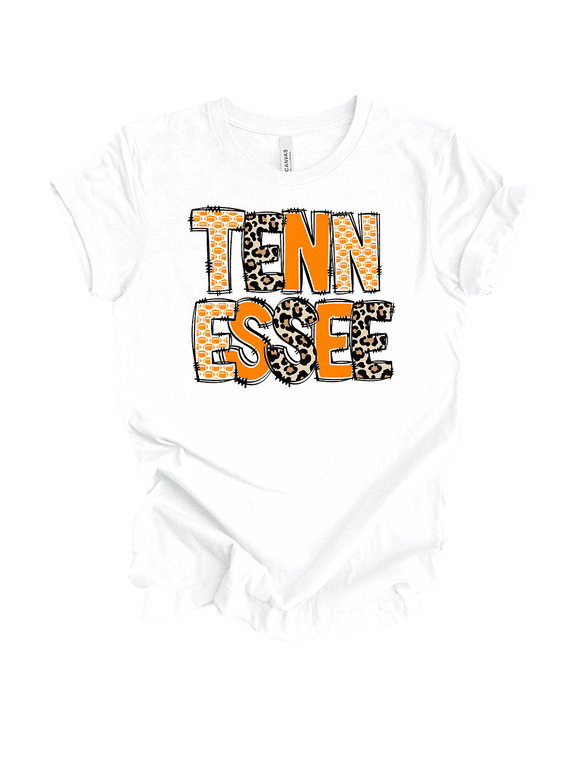 Tennessee Rugged Patch Letters Womens Short Sleeve T-shirt-White-Medium