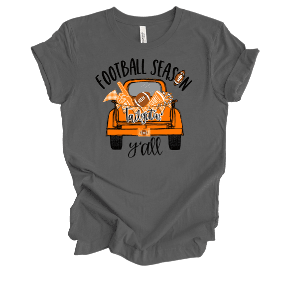 Trenz Shirt Company Tennessee Tailgatin' Football Season Y'all Womens Short Sleeve T-shirt-Asphalt-4X-Large