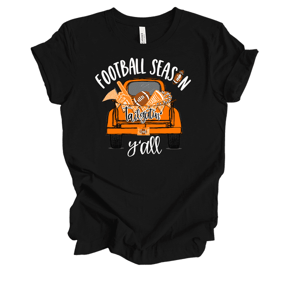 Trenz Shirt Company Tennessee Tailgatin' Football Season Y'all Womens Short Sleeve T-shirt-Black-Medium