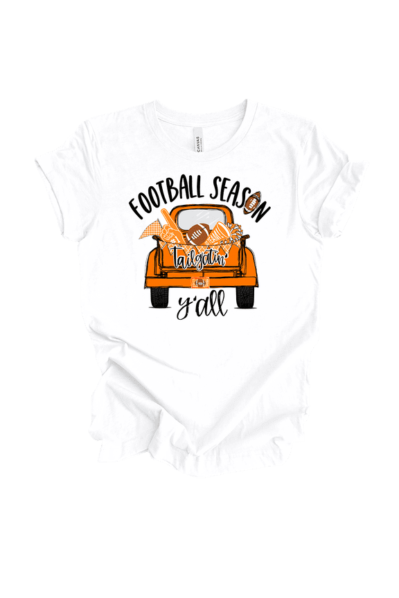 Tennessee Tailgatin' Football Season Y'all Womens Short Sleeve T-shirt-White-Large