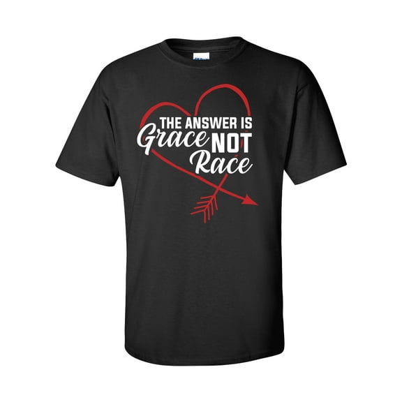 Trenz Shirt Company The Answer Is Grace Not Race Unisex Short Sleeve T-shirt-Black-4xl