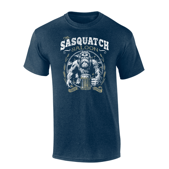 Trenz Shirt Company The Sasquatch Saloon, Since 1959 Mens Short-Sleeve T-Shirt-Heather Navy-xl