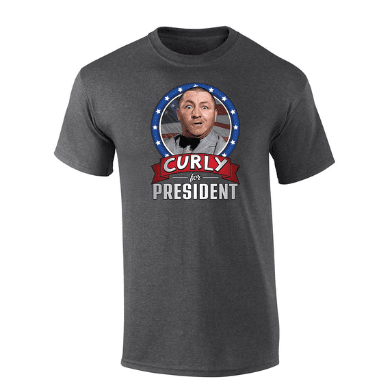 Trenz Shirt Company The Three Stooges Curly For President 2024 Short Sleeve Mens Graphic T-Shirt-Heather Grey-xl
