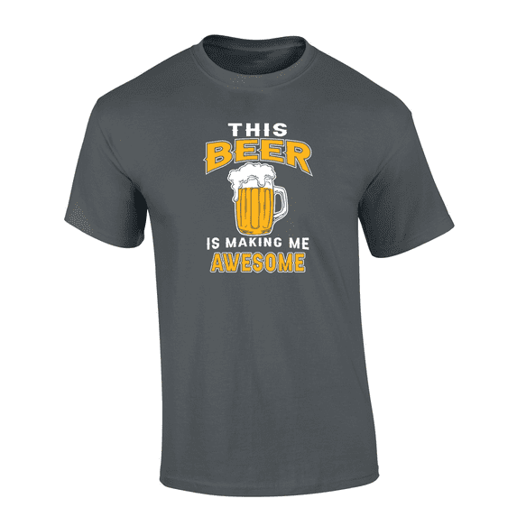 Trenz Shirt Company This Beer Is Making Me Awesome Short Sleeve Mens Graphic T-Shirt-Charcoal-5xl