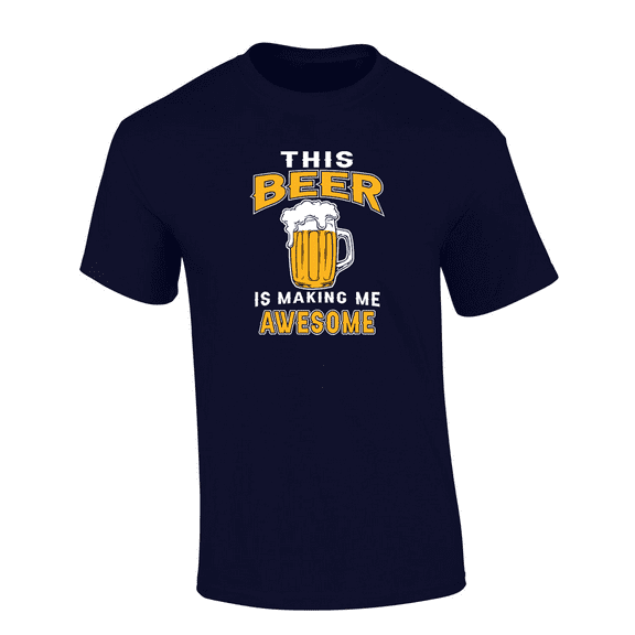 Trenz Shirt Company This Beer Is Making Me Awesome Short Sleeve Mens Graphic T-Shirt-Navy-medium
