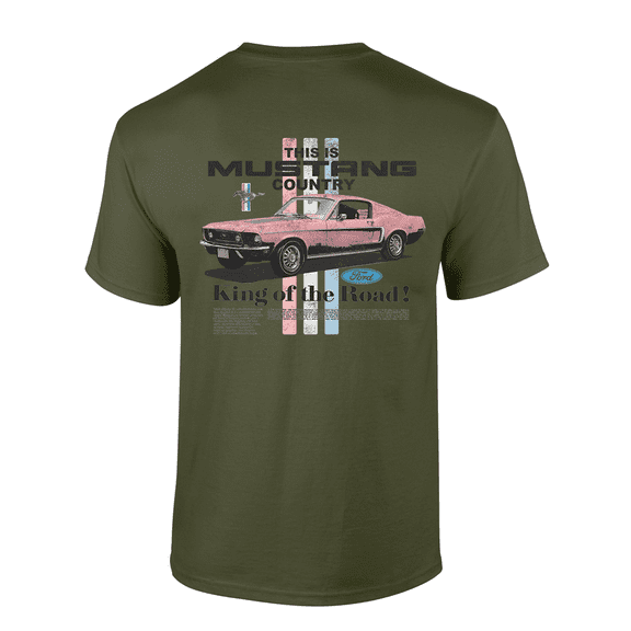 Trenz Shirt Company This Is Mustang Country King of The Road Short-Sleeve Mens T-Shirt - Red Mustang-Military-xxxl