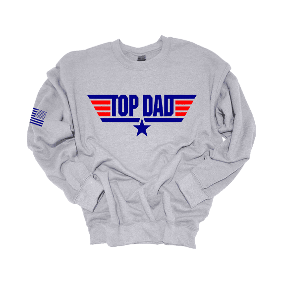 Trenz Shirt Company Top Dad Mens USA Patriotic Long-Sleeve Mens Fathers Day Graphic Crewneck Sweatshirt-Sports Grey-4xl