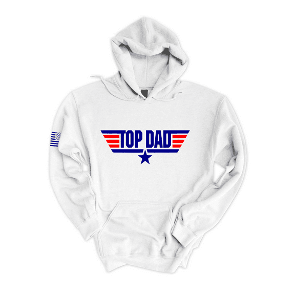 Trenz Shirt Company Top Dad Mens USA Patriotic Long-Sleeve Mens Fathers Day Graphic Hoodie-White-4xl
