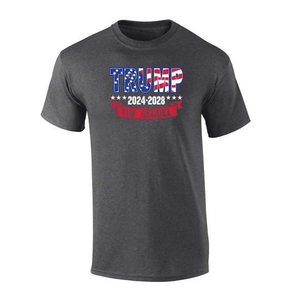 Trenz Shirt Company Trump 47th President 2024-2028 The Sequel Short Sleeve T-shirt Graphic Tee-Heather Grey-xl