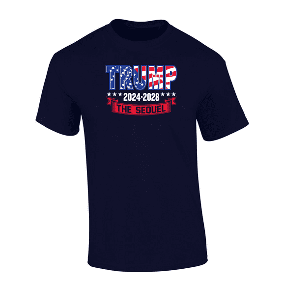 Trenz Shirt Company Trump 47th President 2024-2028 The Sequel Short Sleeve T-shirt Graphic Tee-Navy-large