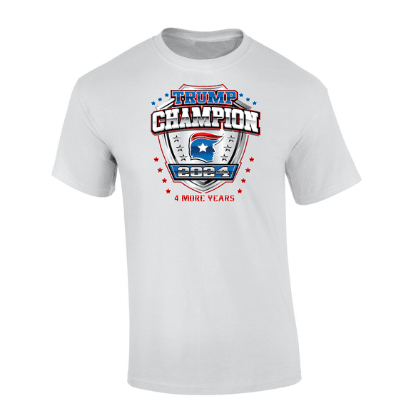 Trenz Shirt Company Trump Champion 2024, 4 More years 47th President Short Sleeve T-shirt Graphic Tee-White-small