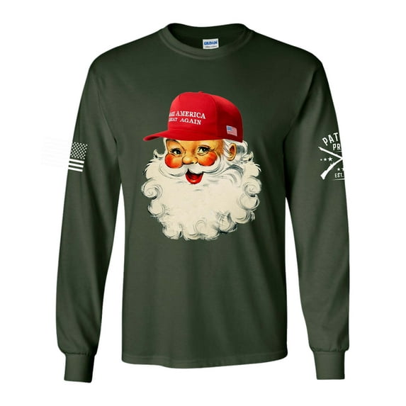 Trenz Shirt Company Trump Christmas Tshirt Santa Claus MAGA Long Sleeve T-shirt-Forest Green-small