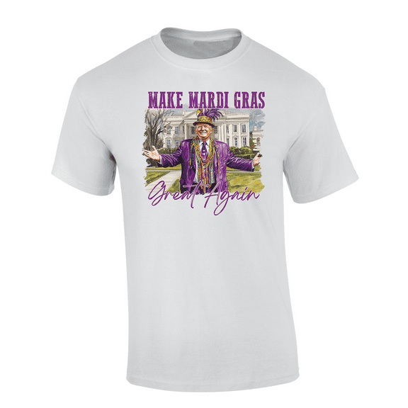 Trenz Shirt Company Trump Make Mardi Gras Great Again Mens Short-Sleeve T-Shirt-White-small