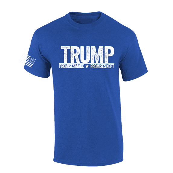 Trenz Shirt Company Trump Star Promises Made Promises Kept American Flag Sleeve T-shirt-Antique Royal-xxl