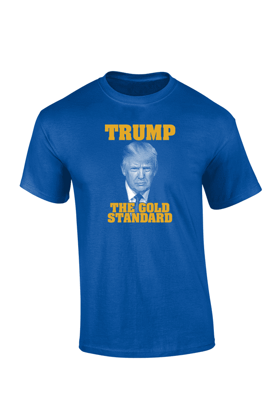 Trump Supports The Gold Standard Economics Short Sleeve Mens Graphic T-Shirt-Royal-xl