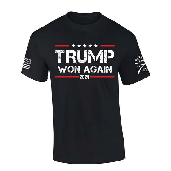 Trenz Shirt Company Trump Tshirt Trump Won Again 2024 Short Sleeve T-shirt-Black-4xl