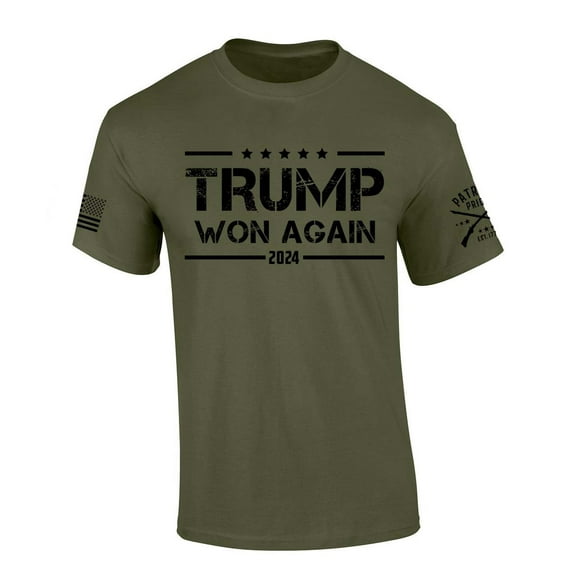 Trenz Shirt Company Trump Tshirt Trump Won Again 2024 Short Sleeve T-shirt-Military Green-5xl