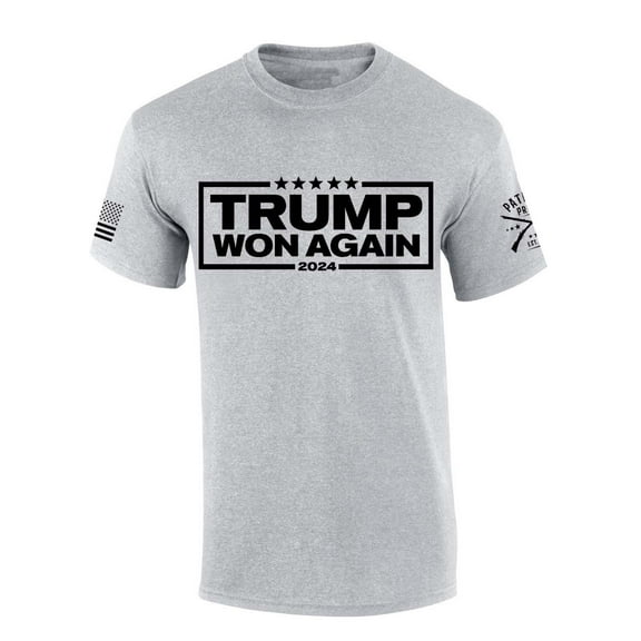 Trenz Shirt Company Trump Tshirt Trump Won Again 2024 Short Sleeve T-shirt-Sports Grey-small