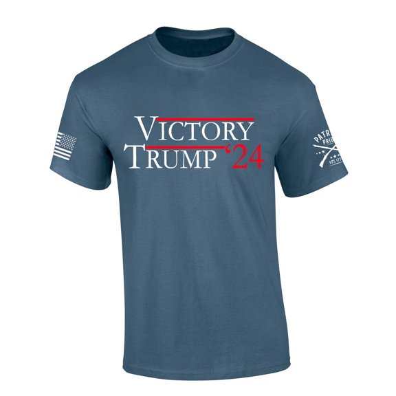 Trenz Shirt Company Trump Tshirt Victory Trump 2024 Short Sleeve T-shirt-Indigo-small