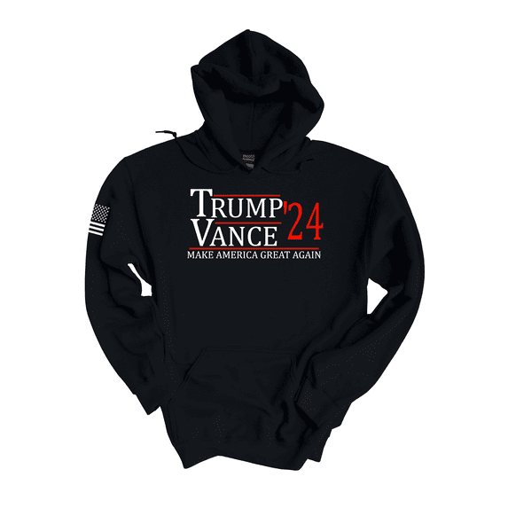 Trenz Shirt Company Trump Vance 2024 Make America Great Again Hooded Sweatshirt-Black-Medium