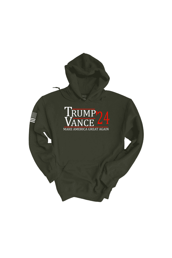 Trump Vance 2024 Make America Great Again Hooded Sweatshirt-Military Green-5X-Large