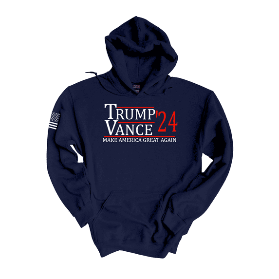 Trenz Shirt Company Trump Vance 2024 Make America Great Again Hooded Sweatshirt-Navy-X-Large