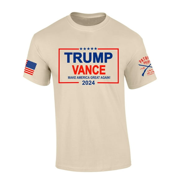 Trenz Shirt Company Trump Vance 2024 Make America Great Again Red And Blue Design Short Sleeve T-shirt-Sand-xl