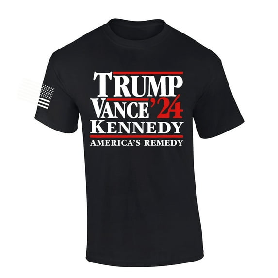 Trenz Shirt Company Trump Vance Kennedy RFK Americas Remedy Campaign Short Sleeve T-shirt-Black-4xl