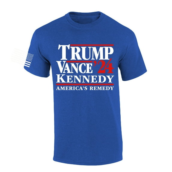Trenz Shirt Company Trump Vance Kennedy RFK Americas Remedy Campaign Short Sleeve T-shirt-Heather Royal-small
